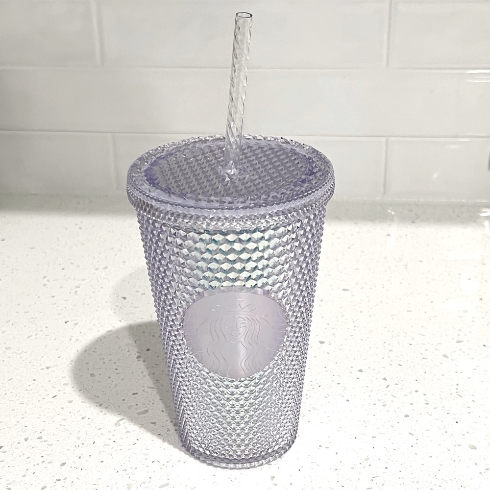 NEW! Starbucks Iridescent Silver Bling Studded Grande Tumbler